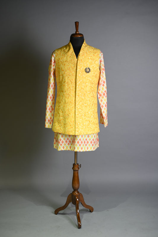 Yellow Embroidery Koti/Kurta