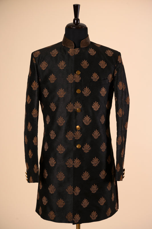 Black Jacquard Sherwani